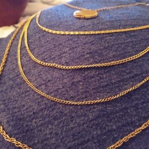 Multiple-Chain Goldtone Statement Necklace with Locket